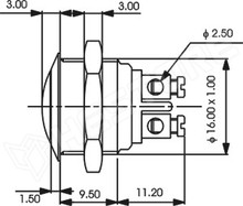 V16-10-S OFF-(ON) / Vandálbiztos, OFF-(ON), SPST-NO, 2A / 36V DC (ONPOW)
