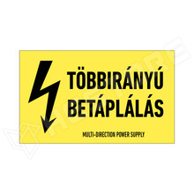 MULTI-DIR-160X100-L1 / Többirányú betáplálás figyelmeztető matrica, felirattal, 160 x 100mm