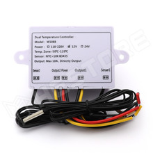 XK-W1088-12V / Dual hőmérséklet szabályzó, termosztát, 12VDC