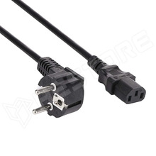 AK-PC-05S / Hálózati kábel, 3x1.5mm2, CEE 7/7 (E/F) könyök dugó, IEC C13 anya, PVC, 5m (AK-PC-05S / AKYGA)