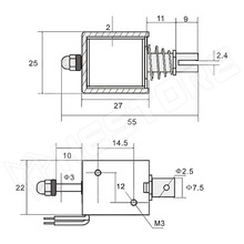 JF-0826B-12V-10 / Elektromágnes (szolenoid), 12V, 10mm úthossz, 20N