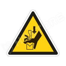 ISO7010-W030-100X86 / Kéz zúzódásának veszélye megmunkáló szerszámok között!, figyelmeztető matrica, 100 x 86mm