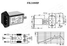FIL2680BP / Zavarszűrő,  PAN aljzat + bizt. tartó, 250V/6A (FBPAB2680ZF100 / KEMET)
