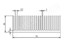 K76/40AL GAMA ALUMINIUM / Alumínium hűtőborda, natúr, L=40mm 76x26mm
