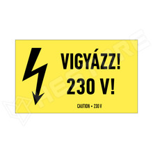 CAUTION-230V-100X60-L1 / Vigyázz! 230V, matrica, felirattal, 100 x 60mm