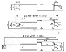 LA-T8-100-129695 / Lineáris mozgató motor, 100mm úthossz, 12V DC, 96N, 9.5mm/s