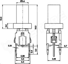 PB6149L-4 / Nyomógomb hengeres NYÁK-hoz kék LED-del (PB6149L-4 / HIGHLY)