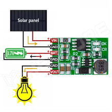 AS21-6V / Napelemes 3.7V-os lítium akkumulátor töltő modul, 6V / 1A boost kimenettel