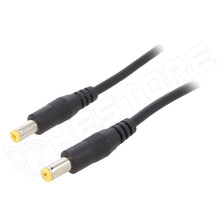 ECP10R2155STP2155S / Szerelt kábel, 2x0.5mm2, kétoldalas, DC 5.5x2.1 dugó- dugó, egyenes, fekete, 1m (ECP10R2155STP2155S / SUNNY)