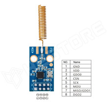 CC1101M-CA / CC1101 alapú vezeték nélküli adó-vevő modul, 433MHz, forrasztható réz antenna