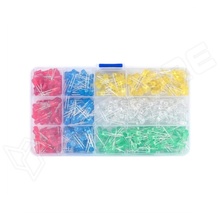 LED-SET-5MM-500PCS / 5mm-es LED készlet, 500db-os, piros, zöld, kék, fehér, sárga